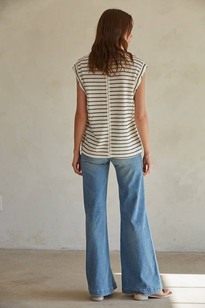 Striped Round Neck Sleeveless Top