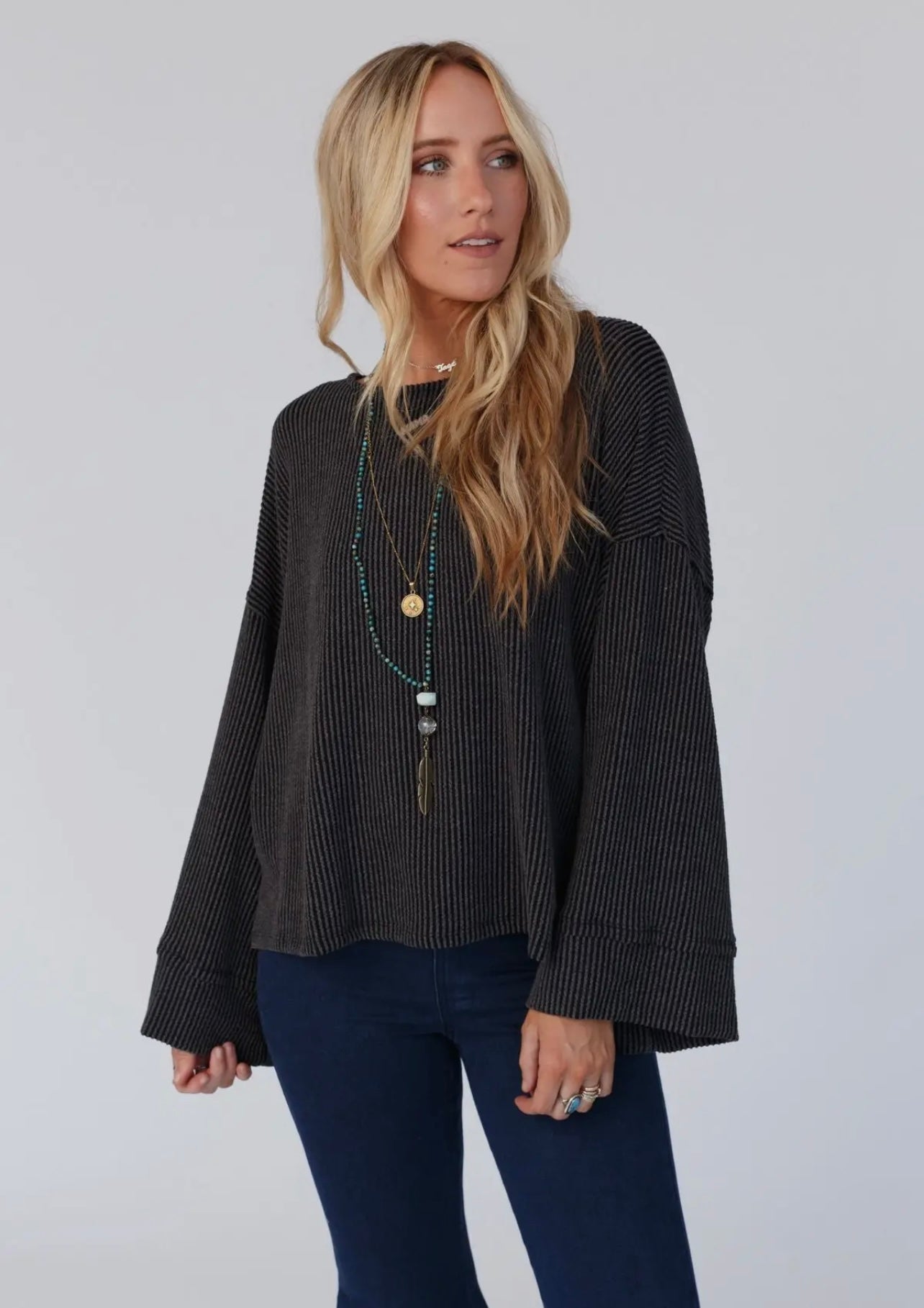 Love It Round Neckline Textured Top