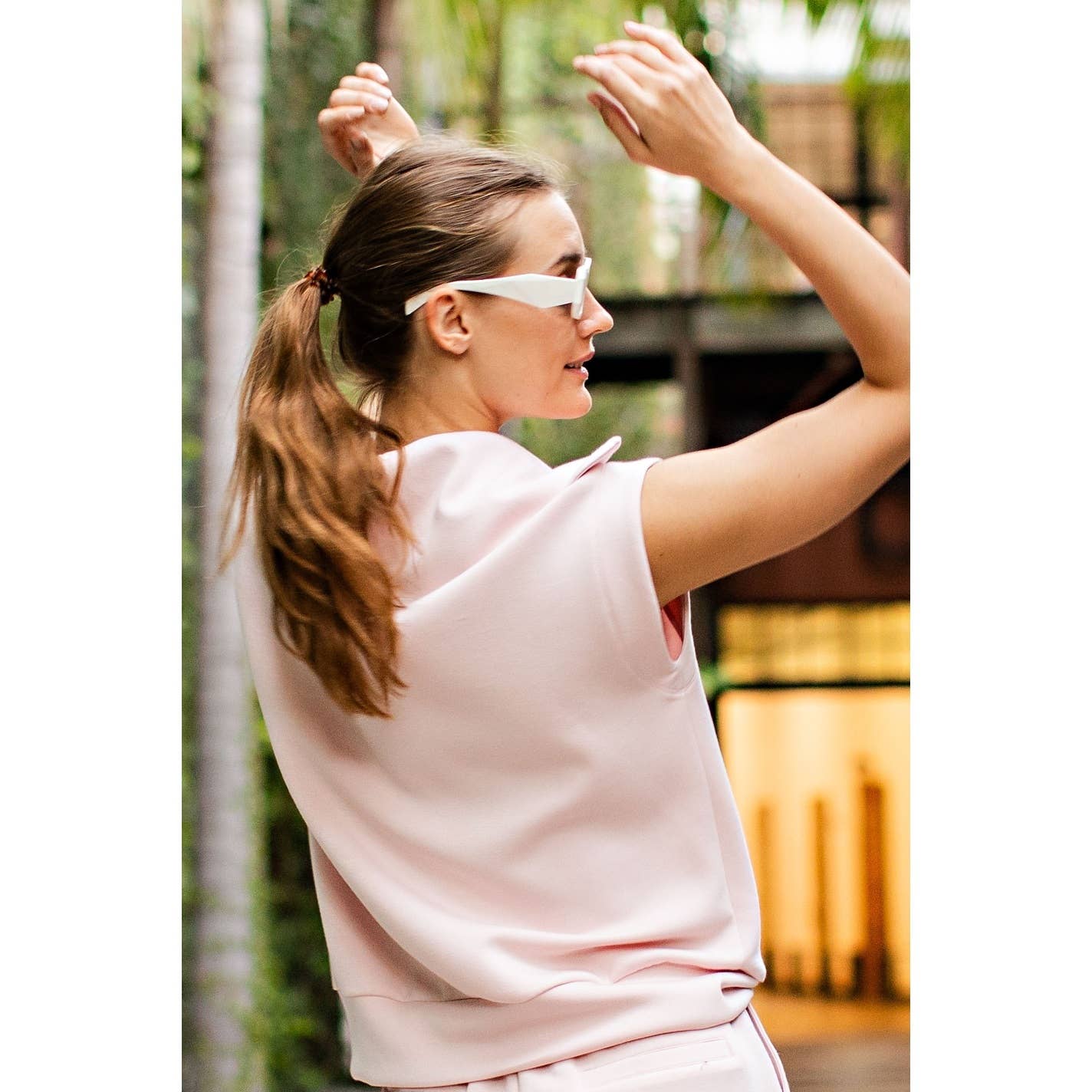 MODAL POLY SPAN SHORT SLEEVE QUARTER ZIP TOP
