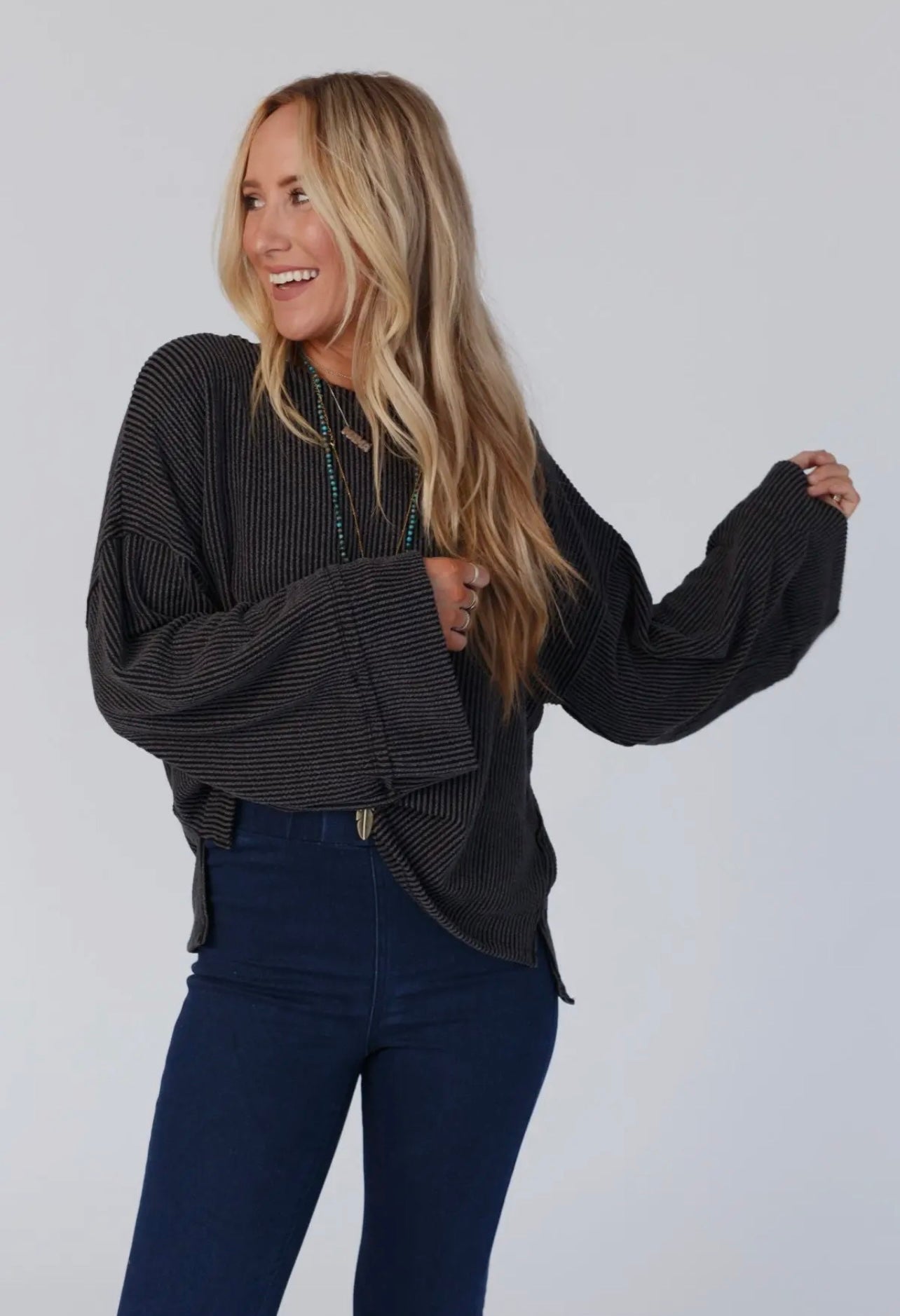 Love It Round Neckline Textured Top