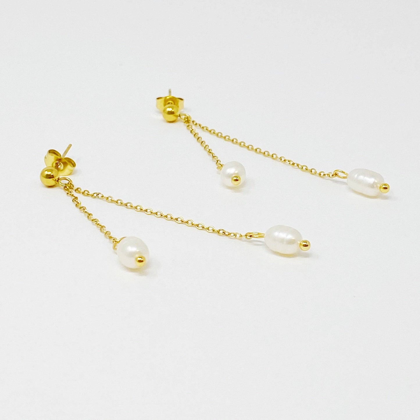 Freshwater Pearls On Dangle Earrings