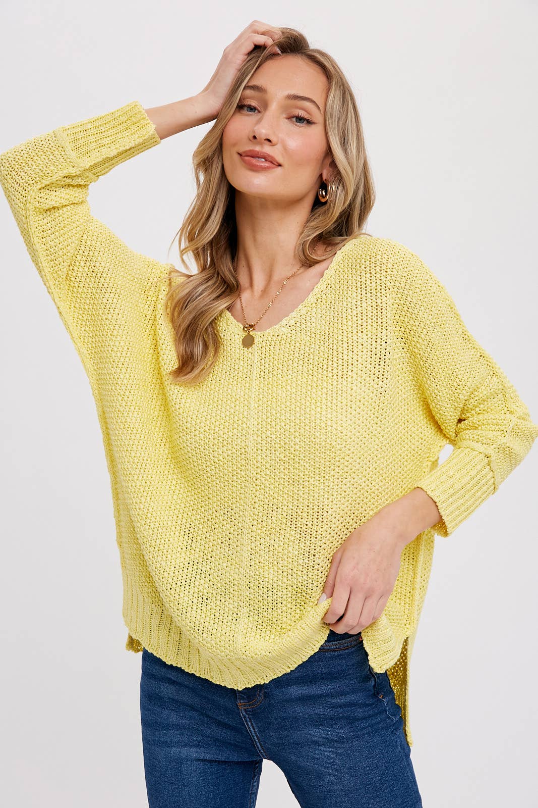 REVERSE SEAM LOOSE FIT SWEATER