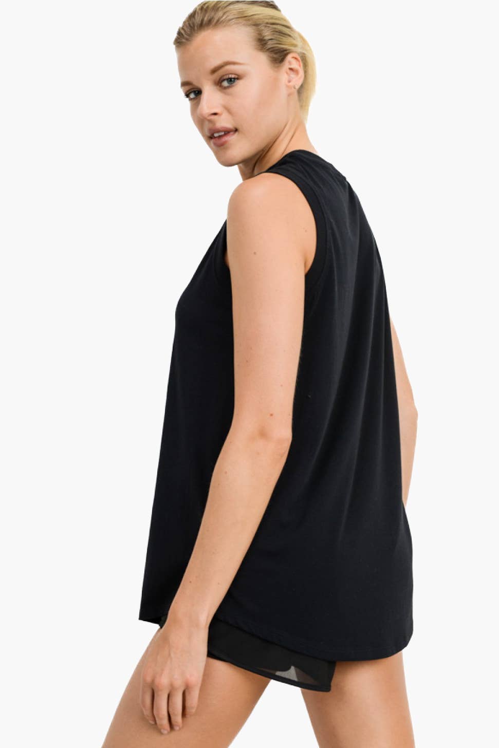 Notched Sleeveless Flowy Tank Top