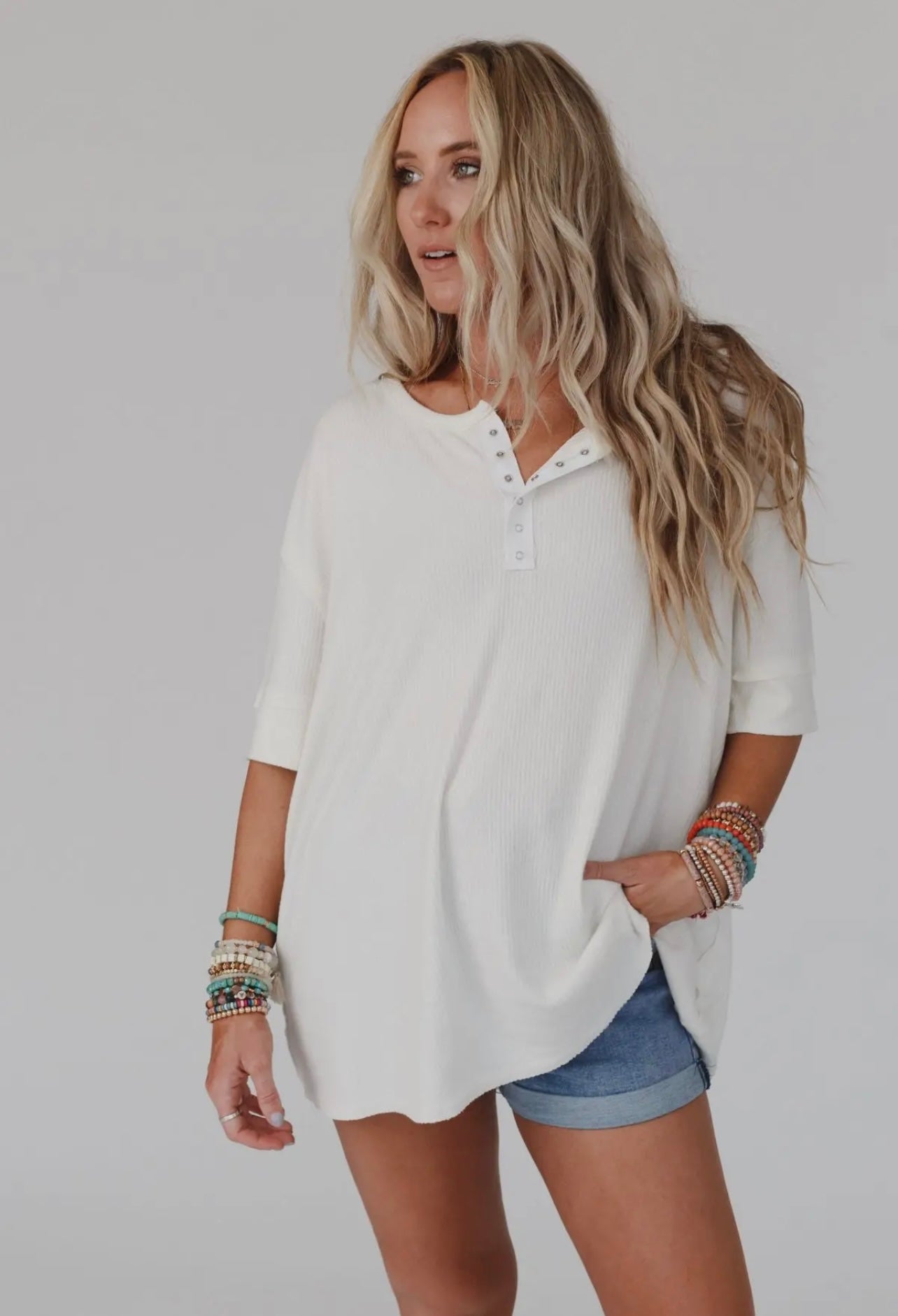 Leila Ribbed Henley Top