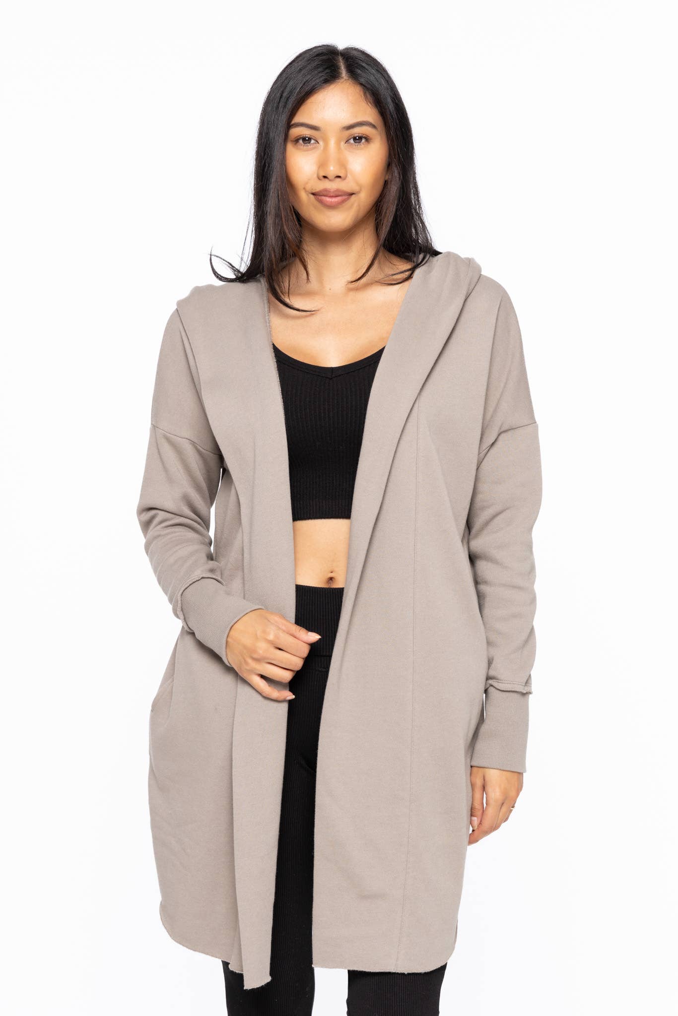 Open Front Hoodie Cardigan