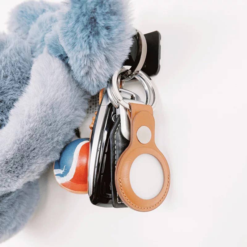 Leather Key Ring Shell Holder Case for AirTag