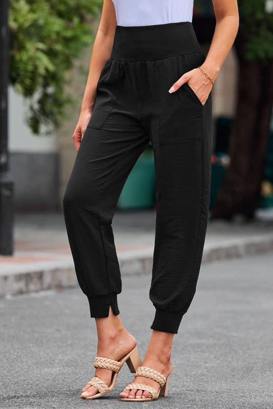 Black Pocketed Casual Joggers